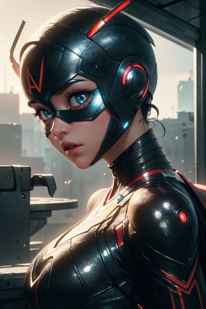 Highres, best quality, extremely detailed, area lighting in background, HD, 8k, 1girl, cute, Antman