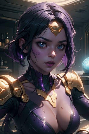 Highres, best quality, extremely detailed, area lighting in background, HD, 8k, 1girl, cute, Thanos