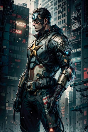 Captain America, cyberpunk, armour suit
