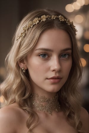 ((amazing quality, award winning, intricately detailed, ultra realistic, extremely detailed 8K)), princess teenager in a alien plannet, blond, full body, hairy, naked, floral headband, faded art