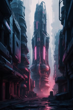 A neon-drenched metropolis of tomorrow: a cyberpunk cityscape where towering skyscrapers pierce the smog-filled sky, their metallic facades reflecting the glow of holographic advertisements. Amidst the labyrinthine streets, humans and AI hybrids coexist in a world of perpetual revolution, where ancient buildings crumble beneath the weight of progress.,FuturEvoLabScene,FuturEvoLabScene