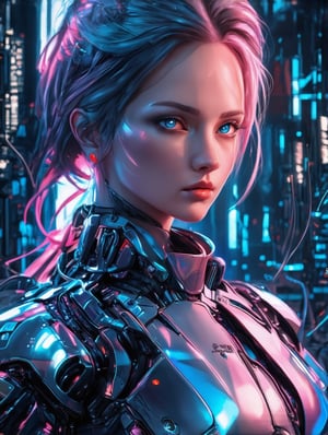 photo of ohwx woman cyborg, cyberpunk, modelshoot style, (extremely detailed CG unity 8k wallpaper), full shot body photo of the most beautiful artwork in the world, circuit boards, wires, professional majestic oil painting by Ed Blinkey, Atey Ghailan, Studio Ghibli, by Jeremy Mann, Greg Manchess, Antonio Moro, trending on ArtStation, trending on CGSociety, Intricate, High Detail, Sharp focus, dramatic, photorealistic painting art by midjourney and greg Rutkowski,FuturEvoLabMecha,FuturEvoLabCyberpunk