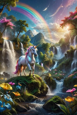 score_9, score_8_up, score_7_up, score_6_up, 
Unicorn, Rainbow Unicorn, Magic Forest, Night sky, moon, fireflies, waterfalls,
(Masterpiece, Best Quality, 8k:1.2), (Ultra-Detailed, Highres, Extremely Detailed, Absurdres, Incredibly Absurdres, Huge Filesize:1.1), (Photorealistic:1.3), By Futurevolab, Portrait, Ultra-Realistic Illustration, Digital Painting. 
