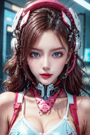 (masterpiece, high quality:1.5), 8K, HDR, 
1girl, well_defined_face, well_defined_eyes, ultra_detailed_eyes, ultra_detailed_face, by FuturEvoLab, 
ethereal lighting, immortal, elegant, porcelain skin, jet-black hair, waves, pale face, ice-blue eyes, blood-red lips, pinhole photograph, retro aesthetic, monochromatic backdrop, mysterious, enigmatic, timeless allure, the siren of the night, secrets, longing, hidden dangers, captivating, nostalgia, timeless fascination, Edge feathering and holy light, Exquisite face, Exquisite face, Exquisite face,Exquisite face, tights,Cyberpunk,Mecha