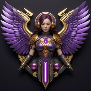 Score_9, Score_8_up, Score_7_up, Score_6_up, Score_5_up, Score_4_up, masterpiece, best quality,
BREAK
Round badge, cyberpunk badge, FuturEvoLabBadge, 
BREAK
1girl, depicts a winged girl on the back. The main subject is a mythical creature with wings, This high-quality image conveys a sense of otherworldly enchantment and grace. 
BREAK
colorful and flashing. A detailed and ornate badge featuring purple gemstones and gold elements, intricate design, futuristic emblem, cyberpunk aesthetics, high-tech details, luminous accents, advanced technology patterns, symmetrical layout, metallic texture, holographic effects, neon highlights, dark background, vibrant hues, luxurious appearance, high contrast, visually striking, elegant and modern, intricate craftsmanship,FuturEvoLabgirl,FuturEvoLabMecha,FuturEvoLabTattoo