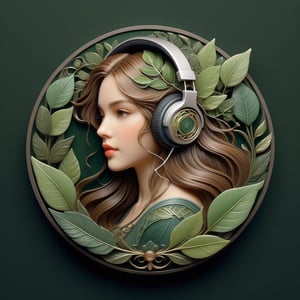 Score_9, Score_8_up, Score_7_up, Score_6_up, Score_5_up, Score_4_up, masterpiece, best quality,
BREAK
(FuturEvoLabBadge:1.5), Fresh green style badge,
BREAK
1girl, solo, beautiful girl with long flowing hair, wearing headphones, 
BREAK
front view, intricate design, symmetrical pattern, surrounded by leaves, intricate details, natural elements, serene expression, soft lighting, green and earthy tones, botanical theme, ethereal atmosphere, modern and organic blend emblem, vibrant hues, black background,FuturEvoLabBadge