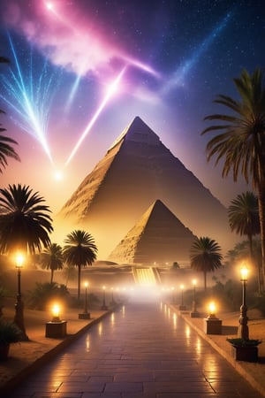 Transport yourself to a realm of mystery and intrigue - picture the Egyptian pyramids shrouded in a mysterious mist, while UFOs dart through the sky, leaving behind a trail of sparkling lights.