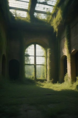 FuturEvoLabScene, ruins scene, ruins, day, indoors, no humans, window, sunlight, scenery, overgrown