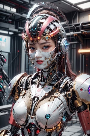 ((high resolution)), ((8K)), ((incredibly absurdres)), break. (super detailed metallic skin), (an extremely delicate and beautiful:1.3), break, ((1robot:1.5)), ((slender body)), (medium breasts), (beautiful hand), ((metallic body:1.3)), ((cyber helmet with full-face mask:1.4)), break. ((no hair:1.3)) , (blue glowing lines on one's body:1.2), break. ((intricate internal structure)), ((brighten parts:1.5)), break. ((robotic face:1.2)), (robotic arms), (robotic legs), (robotic hands), ((robotic joint:1.2)), (Cinematic angle), (ultra-fine quality), (masterpiece), (best quality), (incredibly absurdres), (highly detailed), high res, high detail eyes, high detail background, sharp focus, (photon mapping, radiosity, physically-based rendering, automatic white balance), masterpiece, best quality, ((Mecha body)), furure_urban, incredibly absurdres, science fiction, Fire Angel Mecha,Golden Warrior Mecha,Green Crystal Mecha,Red mecha,Mecha