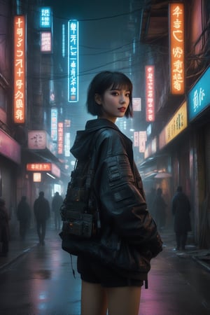 Score_9, Score_8_up, Score_7_up, Score_6_up, Score_5_up, Score_4_up, masterpiece, best quality, ultra-detailed, photorealistic, 
BREAK
FuturEvoLabGirl, FuturEvoLab-Cyberpunk, 
BREAK
1girl, beautiful Asian girl, cyberpunk girl, futuristic, neon lights, (cool:1.2), (techwear:1.4), (cyborg:1.5), (detailed:1.3), (cityscape:1.1), (high-tech:1.3), urban, (dark:0.8), (glowing:1.2), (mysterious:1.2), (vibrant colors:1.4), (high contrast:1.1), street, (dynamic:1.2), (electronic:1.3), edgy, (cybernetic:1.5), (gothic:0.7), Blade Runner, 
photorealism, digital art, cinematic, Gregory Crewdson