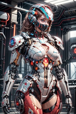 ((high resolution)), ((8K)), ((incredibly absurdres)), break. (super detailed metallic skin), (an extremely delicate and beautiful:1.3), break, ((1robot:1.5)), ((slender body)), (medium breasts), (beautiful hand), ((metallic body:1.3)), ((cyber helmet with full-face mask:1.4)), break. ((no hair:1.3)) , (blue glowing lines on one's body:1.2), break. ((intricate internal structure)), ((brighten parts:1.5)), break. ((robotic face:1.2)), (robotic arms), (robotic legs), (robotic hands), ((robotic joint:1.2)), (Cinematic angle), (ultra-fine quality), (masterpiece), (best quality), (incredibly absurdres), (highly detailed), high res, high detail eyes, high detail background, sharp focus, (photon mapping, radiosity, physically-based rendering, automatic white balance), masterpiece, best quality, ((Mecha body)), furure_urban, incredibly absurdres, science fiction, Fire Angel Mecha,Golden Warrior Mecha,Green Crystal Mecha,Red mecha,Mecha