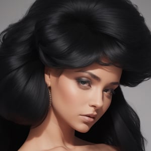 Beautiful head of lady on black hair 