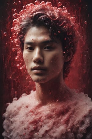 Engulfed By red, a portrait of a pretty asian young man, intricate detail, modern, 16k, digital art, artstation, cinematic lighting, vivid, professional 3d model analog film photo, a portrait of a pretty french young woman, faded film, desaturated, 35mm photo, grainy, vignette, vintage, Kodachrome, Lomography, stained, highly detailed, found footage . octane render, highly detailed, volumetric, dramatic lighting
 
,ghost person,cinematic  moviemaker style,x made of bath foam
