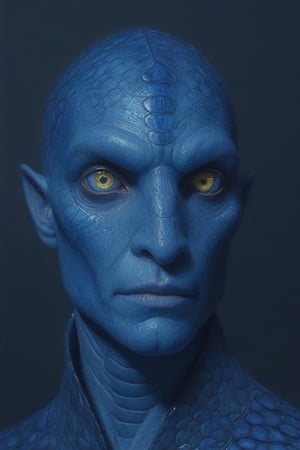 (the human face skin is a blue snake skin:1.1), 1man dressed blue coat, 8k resolution, close up, reptile skin, glowing eyes, photorealistic masterpiece by Aaron Horkey and Jeremy Mann, intricately detailed fluid gouache painting by Jean Baptiste, professional photography, natural lighting, volumetric lighting, maximalist, 8k resolution, concept art, intricately detailed, complex, elegant, expansive, fantastical, cover
,dragon armor