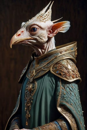 Ultra-realistic 8k CG, masterpiece, best quality, (((ermine wear inquisitor robe))), bite off head of a chicken, medieval Cathedral, dead eyes, still life, high detailed, beautiful intricately and detailed, DOF,      
,GHTEN,science fiction,futuristic alien,alien,Fantasy Creature