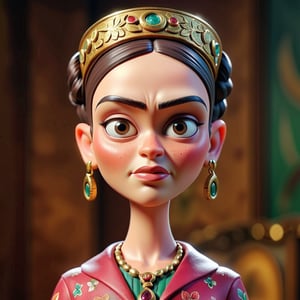 3D cinematic film.(Frida Kahlo:1.9) 70 years old (caricature:0.2).  bokeh, professional, 4k, highly detailed     . skin imperfections.
