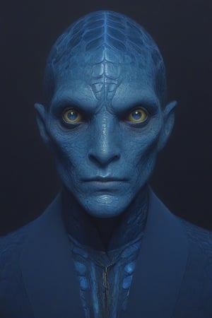 (the human face skin is a blue snake skin:1.1), 1man dressed blue coat, 8k resolution, close up, reptile skin, glowing eyes, photorealistic masterpiece by Aaron Horkey and Jeremy Mann, intricately detailed fluid gouache painting by Jean Baptiste, professional photography, natural lighting, volumetric lighting, maximalist, 8k resolution, concept art, intricately detailed, complex, elegant, expansive, fantastical, cover
,dragon armor