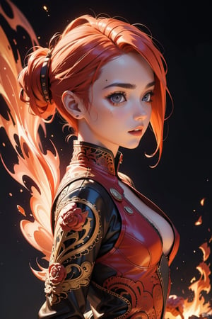 2.5D drawing, sexy 18 year old girl wearing flame clothing, flame hair, fire clothes, burning, lightshow, (visual art, abstract:1.2), fantasy, (photorealistic:1.3), (intricate details:1.5), shallow depth of field, bokeh
