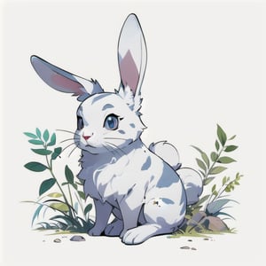 Coloring page of a cute baby rabbit, use clean lines and leave plenty of white space, pixiv, animal, lovely, animal, simple line art, one line art, clean and minimalistic line
