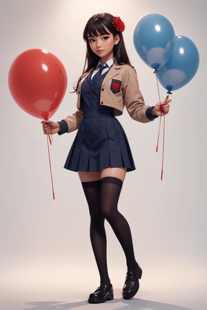  student clothes, beautiful, good hands, full body, good body, 18 year old girl body, school shoes, school skirt, school shirt, black shoes, sexy pose, full_bodyschool_uniform, shoes_black, with  school_shoes_black, arcane style, clothes with accessories, denier tights in beige, stockings_colorbeige, brown hair, straight hair, fair skin, light eyes, red flower in the girl's hair,1girl,glitter,shiny,Marionette,
white background with good lighting,Topshop Balloon denim jacket in cloudy blue,
New Look chunky loafer in black
