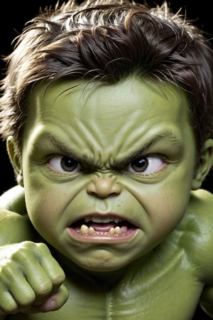 (((a portrait of a baby incredible Hulk like Edward Northon,))) ((Illustration in Marvel stile, ((very angry, pointing finger in close-up at viewer ,)) Veri detailed face, 