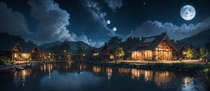 ((beautiful Wallpaper of the view of a field with a traditional small house in it and a person and a shed and river and lake)), ((night)), (((sky full star and a moon:1))), Landscape, Bangsian fantasy, sumatraism, pexels, pinterest, stock photo, shutterstock, picture, behance, tilt shift photo, jigsaw puzzle, ecological art, Cheong Soo Pieng, kouan, regionalism, syunkarow, Solarpunk, Solarpunk, microscopic photo, Tan Ting-pho, environmental art, color field, Yann Arthus-Bertrand, Basawan, Gong'an, Bichitr, Parable, Architectural, horishiki, over-rice, mura-mura, unsplash, Triangulation, Food Art