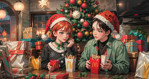 Happy family, meal, McD, 🍟, 🎄, 🎁, ❄️ by cowart 