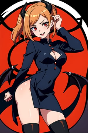 Anime girl in a devil costume holding a red apple, anime demon girl, Anime girl wearing a black dress, vampire girl, demon girl, gothic maiden anime girl, beautiful vampire queen, Succubus in a tight short dress, vampire fashion, 17-year-old gothic anime girl, Gapmoe Yandere Grimdark, Cute Succubus, anime monster girl, female vampire knight.