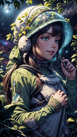 (4k), (masterpiece), (best quality),(extremely intricate), (realistic), (sharp focus), (cinematic lighting), (extremely detailed), 

A young girl in a spacesuit plants a tree on the surface of the moon. The tree is small and green, and it is surrounded by rocks and craters. The girl is smiling as she plants the tree, and she looks up at the stars in the sky.

,BiophyllTech,chrometech ,EpicSky