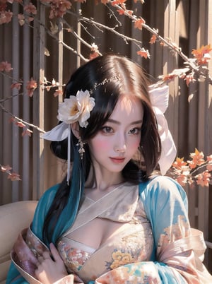 (masterpiece, top quality, best quality, official art, beautiful and aesthetic:1.2), (1girl), extreme detailed,(abstract, fractal art:1.3),highest detailed, detailed_eyes, light_particles, hanfu,jewelry, sexy, (nsfw),