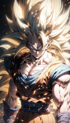 We can visualize the iconic character from the animated series Dragon Ball Z, Goku, in his super saiyan phase 3 transformation. (his extremely long, loose, yellow hair:1.9). (very very long hair:1.9). (without eyebrows, eyebrow alopecia:1.9). (total loss of eyebrow hair:1.9). blue eyes, with his characteristic orange suit. Flashes of light and electricity surround his entire body, a yellow glow. smiling, smug. His ki is immense and mystical. His look is wild. He is at the culmination of a great battle for the fate of planet Earth and you can see his wounded body. The image quality and details have to be worthy of one of the most famous characters in all of anime history and honor him as he deserves. which reflects the design style and details of the great Akira Toriyama. full body



PNG image format, sharp lines and borders, solid blocks of colors, over 300ppp dots per inch, 32k ultra high definition, 530MP, Fujifilm XT3, cinematographic, (anime:1.6), 4D, High definition RAW color professional photos, photo, masterpiece, realistic, ProRAW, realism, photorealism, high contrast, digital art trending on Artstation ultra high definition detailed realistic, detailed, skin texture, hyper detailed, realistic skin texture, facial features, armature, best quality, ultra high res, high resolution, detailed, raw photo, sharp re, lens rich colors hyper realistic lifelike texture dramatic lighting unrealengine trending, ultra sharp, pictorial technique, (sharpness, definition and photographic precision), (contrast, depth and harmonious light details), (features, proportions, colors and textures at their highest degree of realism), (blur background, clean and uncluttered visual aesthetics, sense of depth and dimension, professional and polished look of the image), work of beauty and complexity. perfectly symmetrical body.
(aesthetic + beautiful + harmonic:1.5), (ultra detailed face, ultra detailed perfect eyes, ultra detailed mouth, ultra detailed body, ultra detailed perfect hands, ultra detailed clothes, ultra detailed background, ultra detailed scenery:1.5),



detail_master_XL:0.9,SDXLanime:0.8,LineAniRedmondV2-Lineart-LineAniAF:0.8,EpicAnimeDreamscapeXL:0.8,ManimeSDXL:0.8,Midjourney_Style_Special_Edition_0001:0.8,animeoutlineV4_16:0.8,perfect_light_colors:0.8,SAIYA,Super saiyan 3,yuzu2:0.3