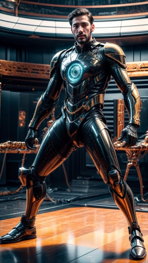 science fiction, (1male_man_adult:1.9), brunette short military hair curt, black eyes, cerulean and green colors mecha ultimate armor sci-fi bodysuits, mechanicals arms, full body, epic futuristic_tech background:1.7, standing legs open, right arm raised pointing at viewer pose,neotech,

PNG image format, sharp lines and edges, solid blocks of colors, 300+ dpi dots per inch, 32k ultra high definition, photorealistic: 1.5, photography, masterpiece, realistic, realism, photorealism, high contrast, digital art trending on Artstation ultra high definition. realistic detailed, detailed, skin texture, hyper detailed, realistic skin texture, facial features, best quality, ultra high resolution, high resolution, detailed, raw photo, sharpness, rich lens colors, hyper realistic realistic texture, lighting dramatic, unrealistic motor tendencies, ultra sharp, intricate details, vibrant colors, perfect feet, sexy legs, perfect hands, sexy arms, highly detailed skin, textured skin, defined body features, detailed shadows,  aesthetic, perfectly symmetrical body,

LineAniRedmondV2-Lineart-LineAniAF:0.8, SDXLanime:0.8, perfecteyes-000007:1.3, EpicAnimeDreamscapeXL:0.8,Midjourney_Style_Special_Edition_0001:0.8, 3DMM_V1 1: 0.8,3d_toon_xl:0.8,JuggerCineXL2:0.6,detail_master_XL:0.9, detailmaster2.0:0.9,beautifulDetailedEyes_v10:1.3,Reality XL:0.8,DonMCyb3rN3cr0XL  