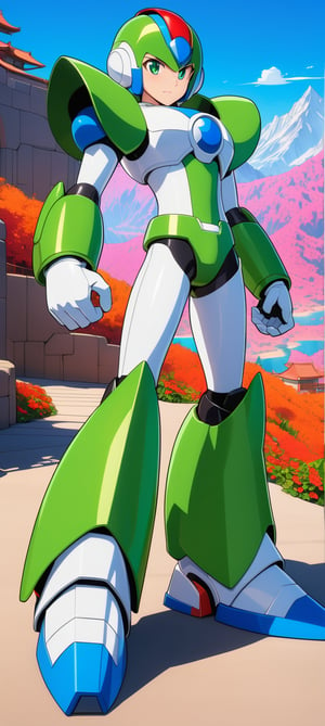 alone, aining at viewer, gloves, 1 boy, mouth closed, green eyes, full body, long hair, blonde, male focus, white gloves, helmet, serious, android, zero \(mega man\), shoulder_armor, front, exa_wings, (green_armored), general, luxury, fire, style Akira Kitamura design, perfect lines, perfect details, perfect lines, hyper detailed, official style, cartoon,




Perfect proportions, Strong brightness, intricate details, vibrant colors, detailed shadows, perfect borders,

PNG image format, sharp lines and borders, solid blocks of colors, over 300ppp dots per inch, (anime:1.9), 2D, High definition RAW color professional photos, photo, masterpiece, ProRAW, high contrast, digital art trending on Artstation ultra high definition detailed anime, detailed, hyper detailed, best quality, ultra high res, high resolution, detailed, sharp re, lens rich colors, ultra sharp, (sharpness, definition and photographic precision), (blur background, clean and uncluttered visual aesthetics, sense of depth and dimension, professional and polished look of the image), work of beauty and complexity. (aesthetic + beautiful + harmonic:1.5), (ultra detailed background, ultra detailed scenery, ultra detailed landscape:1.5),
fidelity and precision,
minute detail, clean image, exact image, polished shading, detailed shading, polychromatic tonal scale, wide tonal scale,Anime