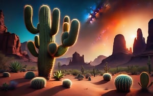 scenery, landscape, sky, sky_space, tree, exotic_plant, desert, comet, horror, night, blue_concept, outdoors, cloud, no humans, rock, cactus, galaxy, epic, futuristic, unreal, fantastic, future, fantasy, perfect, hyper detailed, realistic design, real details, reality, Perfect proportions, Strong brightness, intricate details, vibrant colors, detailed shadows, PNG image format, sharp lines and borders, solid blocks of colors, over 300ppp dots per inch, cinematographic, (photorealistic:1.9), High definition RAW color professional photos, photo, masterpiece, realistic, ProRAW, realism, photorealism, high contrast, digital art trending on Artstation ultra high definition detailed realistic, detailed, hyper detailed, realistic texture, best quality, ultra high res, high resolution, detailed, raw photo, sharp re, lens rich colors hyper realistic lifelike texture dramatic lighting unrealengine trending, ultra sharp, (sharpness, definition and photographic precision), (contrast, depth and harmonious light details), (textures at their highest degree of realism), (colors at their highest degree of realism), (proportions at their maximum degree of realism), (features at their highest degree of realism), (blur background, clean and uncluttered visual aesthetics, sense of depth and dimension, professional and polished look of the image), work of beauty and complexity. (aesthetic + beautiful + harmonic:1.5), (ultra detailed background, ultra detailed scenery, ultra detailed landscape:1.5), photographic fidelity and precision, reality, minute detail, clean image, exact image, polished shading, detailed shading, three-dimensional, strong colors, metallic colors, polychromatic tonal scale, wide tonal scale,Landscape