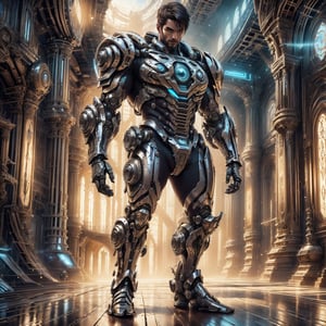 science fiction, (1male_boy:1.9), brunette short military hair curt, black eyes, purple and black colors ultimate mecha shadow armor sci-fi, full body, epic futuristic city background, standing pose,neotech,

PNG image format, sharp lines and edges, solid blocks of colors, 300+ dpi dots per inch, 32k ultra high definition, photorealistic: 1.5, photography, masterpiece, realistic, realism, photorealism, high contrast, digital art trending on Artstation ultra high definition. realistic detailed, detailed, skin texture, hyper detailed, realistic skin texture, facial features, best quality, ultra high resolution, high resolution, detailed, raw photo, sharpness, rich lens colors, hyper realistic realistic texture, lighting dramatic, unrealistic motor tendencies, ultra sharp, intricate details, vibrant colors, perfect feet, sexy legs, perfect hands, sexy arms, highly detailed skin, textured skin, defined body features, detailed shadows,  aesthetic, perfectly symmetrical body,

LineAniRedmondV2-Lineart-LineAniAF:0.8, SDXLanime:0.8, perfecteyes-000007:1.3, EpicAnimeDreamscapeXL:0.8,Midjourney_Style_Special_Edition_0001:0.8, 3DMM_V1 1: 0.8,3d_toon_xl:0.8,JuggerCineXL2:0.9,detail_master_XL:0.9, detailmaster2.0:0.9,gigachad,chrometech ,1boy,ROBORT,mech4rmor