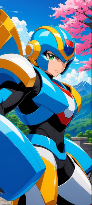 alone, looking at viewer, gloves, 1 boy, mouth closed, green eyes, upper body, male focus, white gloves, helmet, serious, android, arm cannon, Rockman \(mega man\), simple_armored, style Akira Kitamura design, perfect lines, perfect details, 1990s \(style\), retro artstyle, perfect lines, perfect color, perfect, hyper detailed, artstyle, official style, cartoon,




Perfect proportions, Strong brightness, intricate details, vibrant colors, detailed shadows, perfect borders,

PNG image format, sharp lines and borders, solid blocks of colors, over 300ppp dots per inch, (anime:1.9), 2D, High definition RAW color professional photos, photo, masterpiece, ProRAW, high contrast, digital art trending on Artstation ultra high definition detailed anime, detailed, hyper detailed, best quality, ultra high res, high resolution, detailed, sharp re, lens rich colors, ultra sharp, (sharpness, definition and photographic precision), (blur background, clean and uncluttered visual aesthetics, sense of depth and dimension, professional and polished look of the image), work of beauty and complexity. (aesthetic + beautiful + harmonic:1.5), (ultra detailed background, ultra detailed scenery, ultra detailed landscape:1.5),
fidelity and precision,
minute detail, clean image, exact image, polished shading, detailed shading, polychromatic tonal scale, wide tonal scale,Anime