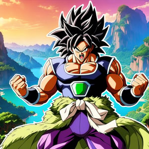 1boy, Broly, solo, yellow eyes,  black hair, male focus, pants, muscular, armor saiyan, teeth, scar, pectorals, abs, spiked hair, aura, no pupils, super saiyan, clenched hands, scar on face,  veins, muscular male, wristband, open mouth, sxar on chesr, purple pants, anime, artstyle, atyle Akira Toriyama design, perfect lines, perfect color, perfect, hyper detailed, artstyle, official style, cartoon,




Perfect proportions, Strong brightness, intricate details, vibrant colors, detailed shadows, perfect borders,

PNG image format, sharp lines and borders, solid blocks of colors, over 300ppp dots per inch, (anime:1.9), 2D, High definition RAW color professional photos, photo, masterpiece, ProRAW, high contrast, digital art trending on Artstation ultra high definition detailed anime, detailed, hyper detailed, best quality, ultra high res, high resolution, detailed, sharp re, lens rich colors, ultra sharp, (sharpness, definition and photographic precision), (blur background, clean and uncluttered visual aesthetics, sense of depth and dimension, professional and polished look of the image), work of beauty and complexity. (aesthetic + beautiful + harmonic:1.5), (ultra detailed background, ultra detailed scenery, ultra detailed landscape:1.5),
fidelity and precision,
minute detail, clean image, exact image, polished shading, detailed shading, polychromatic tonal scale, wide tonal scale,Character