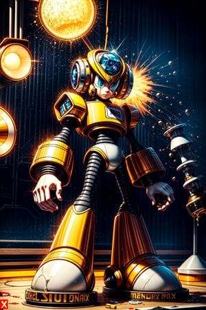 Construct a Mascot for TA, Created by ProtoUserx, This is Commander_Yammark_megaman_x6, and likes to graffiti,spray paint can, dripping paint,TA logo,8k,best quality,hdr,masterpiece,Robot_Master,Monster,EnvyBeautyMix23,More Detail
