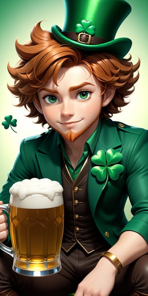 (male:1.9), solo, (((1male_Leprechaun_chibi:1.9))), (reddish curly hair), (reddish eyebrows, beard and sideburns), fantasy, (St. Patrick's Day Deluxe Costume Set: Bright green jacket, silver buttons, green leggings, large brown shoes with chunky silver buckles, and high-crowned green tricorn hat:1.9), (sitting on a clay pot full of gold coins, in his right hand holding a four-leaf clover and in his left hand holding a mug of beer:1.9), perfect face, perfect eyes, perfect_arms, perfect hands, perfect legs, wearing an intricate details, fields_ireland_background, (((full_body:1.9))).




by Greg Rutkowski, artgerm, Greg Hildebrandt, and Mark Brooks, full body, Full length view, PNG image format, sharp lines and borders, solid blocks of colors, over 300ppp dots per inch, 32k ultra high definition, 530MP, Fujifilm XT3, cinematographic, (photorealistic:1.6), 4D, High definition RAW color professional photos, photo, masterpiece, realistic, ProRAW, realism, photorealism, high contrast, digital art trending on Artstation ultra high definition detailed realistic, detailed, skin texture, hyper detailed, realistic skin texture, facial features, armature, best quality, ultra high res, high resolution, detailed, raw photo, sharp re, lens rich colors hyper realistic lifelike texture dramatic lighting unrealengine trending, ultra sharp, pictorial technique, (sharpness, definition and photographic precision), (contrast, depth and harmonious light details), (features, proportions, colors and textures at their highest degree of realism), (blur background, clean and uncluttered visual aesthetics, sense of depth and dimension, professional and polished look of the image), work of beauty and complexity. perfectly complete symmetrical body.
(aesthetic + beautiful + harmonic:1.5), (ultra detailed face, ultra detailed eyes, ultra detailed mouth, ultra detailed body, ultra detailed hands, ultra detailed clothes, ultra detailed background, ultra detailed scenery:1.5),

3d_toon_xl:0.8, JuggerCineXL2:0.9, detail_master_XL:0.9, detailmaster2.0:0.9, perfecteyes-000007:1.3,more detail XL,SDXLanime:0.8, LineAniRedmondV2-Lineart-LineAniAF:0.8, EpicAnimeDreamscapeXL:0.8, ManimeSDXL:0.8, Midjourney_Style_Special_Edition_0001:0.8, animeoutlineV4_16:0.8, perfect_light_colors:0.8, CuteCartoonAF, Color, multicolor,Extremely Realistic,photo r3al,Stylish,CELTS