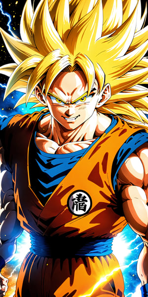 We can visualize the iconic character from the animated series Dragon Ball Z, Goku, in his super saiyan phase 3 transformation. (his extremely long, loose, yellow hair:1.9). (very very long hair:1.9). (without eyebrows, eyebrow alopecia:1.9). (total loss of eyebrow hair:1.9). blue eyes, with his characteristic orange suit. Flashes of light and electricity surround his entire body, a yellow glow. smiling, smug. His ki is immense and mystical. His look is wild. He is at the culmination of a great battle for the fate of planet Earth and you can see his wounded body. He is prepared to attack with one of his classic poses. The image quality and details have to be worthy of one of the most famous characters in all of anime history and honor him as he deserves. which reflects the design style and details of the great Akira Toriyama.


athletic body. perfect hands and arms. perfectly detailed, defined and symmetrical eyes. highly detailed skin, textured skin, definite body features, detailed shadows, narrow waist. incredible face detail.
pronounced forehead without eyebrows and enormous hair that reaches almost to the feet. wild and imposing appearance.

16k, masterpiece, best quality, 2D, Extremely detailed, voluminetric lighting, anime, cartoon


clothing,Zombie,lineart,Anime ,3d toon style,line anime,more detail XL,SDXLanime:0.8,LineAniRedmondV2-Lineart-LineAniAF:0.8,EpicAnimeDreamscapeXL:0.8,ManimeSDXL:0.8,Midjourney_Style_Special_Edition_0001:0.8,animeoutlineV4_16:0.8,perfect_light_colors:0.8,LineAniAF,CuteCartoonAF,Color,multicolor,anime style,anime,Movie Still