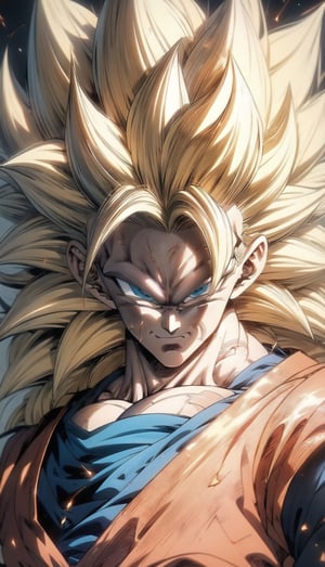 We can visualize the iconic character from the animated series Dragon Ball Z, Goku, in his super saiyan phase 3 transformation. (his extremely long, loose, yellow hair:1.9). (very very long hair:1.9). (without eyebrows, eyebrow alopecia:1.9). (total loss of eyebrow hair:1.9). blue eyes, with his characteristic orange suit. Flashes of light and electricity surround his entire body, a yellow glow. smiling, smug. His ki is immense and mystical. His look is wild. He is at the culmination of a great battle for the fate of planet Earth and you can see his wounded body. The image quality and details have to be worthy of one of the most famous characters in all of anime history and honor him as he deserves. which reflects the design style and details of the great Akira Toriyama. full body



PNG image format, sharp lines and borders, solid blocks of colors, over 300ppp dots per inch, 32k ultra high definition, 530MP, Fujifilm XT3, cinematographic, (anime:1.6), 4D, High definition RAW color professional photos, photo, masterpiece, realistic, ProRAW, realism, photorealism, high contrast, digital art trending on Artstation ultra high definition detailed realistic, detailed, skin texture, hyper detailed, realistic skin texture, facial features, armature, best quality, ultra high res, high resolution, detailed, raw photo, sharp re, lens rich colors hyper realistic lifelike texture dramatic lighting unrealengine trending, ultra sharp, pictorial technique, (sharpness, definition and photographic precision), (contrast, depth and harmonious light details), (features, proportions, colors and textures at their highest degree of realism), (blur background, clean and uncluttered visual aesthetics, sense of depth and dimension, professional and polished look of the image), work of beauty and complexity. perfectly symmetrical body.
(aesthetic + beautiful + harmonic:1.5), (ultra detailed face, ultra detailed perfect eyes, ultra detailed mouth, ultra detailed body, ultra detailed perfect hands, ultra detailed clothes, ultra detailed background, ultra detailed scenery:1.5),



detail_master_XL:0.9,SDXLanime:0.8,LineAniRedmondV2-Lineart-LineAniAF:0.8,EpicAnimeDreamscapeXL:0.8,ManimeSDXL:0.8,Midjourney_Style_Special_Edition_0001:0.8,animeoutlineV4_16:0.8,perfect_light_colors:0.8,SAIYA,Super saiyan 3