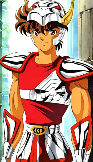 1boy, Seiya Pegasus, solo, face, smile, closed mouth, male focus, portrait, perfect, perfect brown hair, perfect brown eyes, perfect brown eyebrows, anime, perfect lines, perfect color, details, 1980s \(style\) , retro artstyle, oficial style, official style, Design by Masami Kurumada, perfect hands, armor, helmet, shoulder pads, belt, red shirt, temple_of_athena_greece_background



Full length view, Perfect Anatomy, Perfect proportions, Strong brightness on the face, Facial details, intricate details, vibrant colors, perfect feet, highly detailed skin, textured skin, defined body features, detailed shadows, narrow waist, aesthetic,



PNG image format, sharp lines and borders, solid blocks of colors, over 300ppp dots per inch, 32k ultra high definition, 530MP, Fujifilm XT3, cinematographic, (anime:1.9), High definition RAW color professional photos, photo, masterpiece, ProRAW, high contrast, digital art trending on Artstation ultra high definition detailed, detailed, skin texture, hyper detailed, facial features, armature, best quality, ultra high res, high resolution, detailed, raw photo, sharp re, lens rich colors hyper realistic lifelike texture dramatic lighting unrealengine trending, ultra sharp, pictorial technique, (sharpness, definition and photographic precision), (contrast, depth and harmonious light details), (features, proportions, colors and textures at their highest degree of realism), (blur background, clean and uncluttered visual aesthetics, sense of depth and dimension, professional and polished look of the image), work of beauty and complexity. perfectly symmetrical body. (aesthetic + beautiful + harmonic:1.5), (ultra detailed face, ultra detailed perfect eyes, ultra detailed mouth, ultra detailed body, ultra detailed perfect hands, ultra detailed clothes, ultra detailed background, ultra detailed scenery:1.5),

,Seiya Pegasus