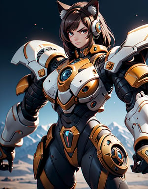 8k, ultra sharp, European and American man, A fashion model, ultimate shadow warrior armor:1:9, hyper ultra mega armor full power:1.9, tech, strong, warrior, space, war, full, imperial, buster, shield, blade, extreme, Glamour, paparazzi taking pictures of her, brunette hair, Brown eyes, 8K, High quality, Masterpiece, Best quality, HD, Extremely detailed, voluminetric lighting, Photorealistic,perfecteyes,3DMM,valsione r,DonMCyb3rN3cr0XL  ,rfktr_technotrex,cat ear