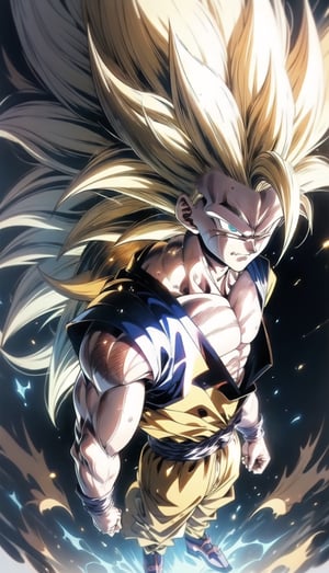 We can visualize the iconic character from the animated series Dragon Ball Z, Goku, in his super saiyan phase 3 transformation. (his extremely long, loose, yellow hair:1.9). (very very long hair:1.9). (without eyebrows, eyebrow alopecia:1.9). (total loss of eyebrow hair:1.9). blue eyes, with his characteristic orange suit. Flashes of light and electricity surround his entire body, a yellow glow. smiling, smug. His ki is immense and mystical. His look is wild. He is at the culmination of a great battle for the fate of planet Earth and you can see his wounded body. The image quality and details have to be worthy of one of the most famous characters in all of anime history and honor him as he deserves. which reflects the design style and details of the great Akira Toriyama. (full body:1.7),



PNG image format, sharp lines and borders, solid blocks of colors, over 300ppp dots per inch, 32k ultra high definition, 530MP, Fujifilm XT3, cinematographic, (anime:1.6), 4D, High definition RAW color professional photos, photo, masterpiece, realistic, ProRAW, realism, photorealism, high contrast, digital art trending on Artstation ultra high definition detailed realistic, detailed, skin texture, hyper detailed, realistic skin texture, facial features, armature, best quality, ultra high res, high resolution, detailed, raw photo, sharp re, lens rich colors hyper realistic lifelike texture dramatic lighting unrealengine trending, ultra sharp, pictorial technique, (sharpness, definition and photographic precision), (contrast, depth and harmonious light details), (features, proportions, colors and textures at their highest degree of realism), (blur background, clean and uncluttered visual aesthetics, sense of depth and dimension, professional and polished look of the image), work of beauty and complexity. perfectly symmetrical body.
(aesthetic + beautiful + harmonic:1.5), (ultra detailed face, ultra detailed perfect eyes, ultra detailed mouth, ultra detailed body, ultra detailed perfect hands, ultra detailed clothes, ultra detailed background, ultra detailed scenery:1.5),



detail_master_XL:0.9,SDXLanime:0.8,LineAniRedmondV2-Lineart-LineAniAF:0.8,EpicAnimeDreamscapeXL:0.8,ManimeSDXL:0.8,Midjourney_Style_Special_Edition_0001:0.8,animeoutlineV4_16:0.8,perfect_light_colors:0.8,1655013780966566212:0.3,SAIYA,Super saiyan 3,yuzu2:0.3