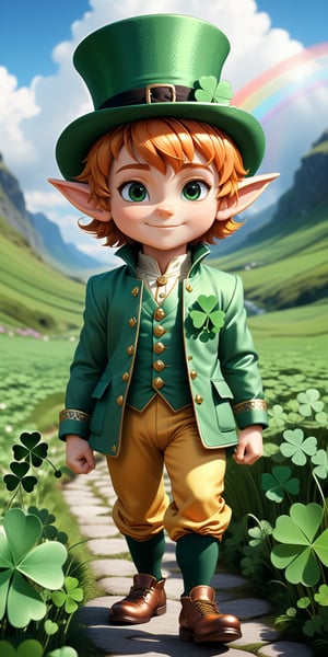 (male:1.9), solo, (((1old man_Leprechaun_elf_chibi_small_dwarf:1.9))), (reddish curly hair), (reddish eyebrows, beard and sideburns), fantasy, (St. Patrick's Day Deluxe Costume Set: Bright green jacket, silver buttons, green leggings, large brown shoes with chunky silver buckles, and high-crowned green tricorn hat:1.9), (clay pot full of gold coins, golden horseshoe), (in his right hand holding a four-leaf clover:1.9), perfect face, perfect eyes, perfect_arms, perfect hands, perfect legs, wearing an intricate details, (fields_ireland_rainbow_background:1.9), (((full_body:1.9))).




by Greg Rutkowski, artgerm, Greg Hildebrandt, and Mark Brooks, full body, Full length view, PNG image format, sharp lines and borders, solid blocks of colors, over 300ppp dots per inch, 32k ultra high definition, 530MP, Fujifilm XT3, cinematographic, (photorealistic:1.6), 4D, High definition RAW color professional photos, photo, masterpiece, realistic, ProRAW, realism, photorealism, high contrast, digital art trending on Artstation ultra high definition detailed realistic, detailed, skin texture, hyper detailed, realistic skin texture, facial features, armature, best quality, ultra high res, high resolution, detailed, raw photo, sharp re, lens rich colors hyper realistic lifelike texture dramatic lighting unrealengine trending, ultra sharp, pictorial technique, (sharpness, definition and photographic precision), (contrast, depth and harmonious light details), (features, proportions, colors and textures at their highest degree of realism), (blur background, clean and uncluttered visual aesthetics, sense of depth and dimension, professional and polished look of the image), work of beauty and complexity. perfectly complete symmetrical body.
(aesthetic + beautiful + harmonic:1.5), (ultra detailed face, ultra detailed eyes, ultra detailed mouth, ultra detailed body, ultra detailed hands, ultra detailed clothes, ultra detailed background, ultra detailed scenery:1.5),

3d_toon_xl:0.8, JuggerCineXL2:0.9, detail_master_XL:0.9, detailmaster2.0:0.9, perfecteyes-000007:1.3,more detail XL,SDXLanime:0.8, LineAniRedmondV2-Lineart-LineAniAF:0.8, EpicAnimeDreamscapeXL:0.8, ManimeSDXL:0.8, Midjourney_Style_Special_Edition_0001:0.8, animeoutlineV4_16:0.8, perfect_light_colors:0.8, CuteCartoonAF, Color, multicolor,Extremely Realistic,photo r3al,Stylish