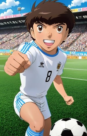 Oliver Atom, male focus, sportwear, uniform soccer, smiling, perfect face, perfect brown eyes, perfect brown hair, perfect legs, perfect hands, perfect fingers, perfect arms, full body, field_soccer_background, design style of mangaka Yoichi Takahashi creator of Captain Tsubasa,   




full body, Full length view, PNG image format, sharp lines and borders, solid blocks of colors, vibrant colors, real, balanced sharpness and brightness, over 300ppp dots per inch, 32k ultra high definition, 530MP, Fujifilm XT3, cinematographic, (anime:1.6), 4D, High definition RAW color professional photos, photo, masterpiece, realistic, ProRAW, realism, photorealism, high contrast, digital art trending on Artstation ultra high definition detailed realistic, detailed, real skin texture and features, vivid and perfect image, with all the intricate details, nothing out of place, hyper real and functional texture in sight, hyper detailed, realistic skin texture, highlight lines and contours, facial features, armature, best quality, ultra high res, high resolution, detailed, raw photo, sharp re, lens rich colors hyper realistic lifelike texture dramatic lighting unrealengine trending, ultra sharp, pictorial technique, (sharpness, definition and photographic precision), (contrast, depth and harmonious light details), (features, proportions, colors and textures at their highest degree of realism), (blur background, clean and uncluttered visual aesthetics, sense of depth and dimension, professional and polished look of the image), work of beauty and complexity. perfectly complete symmetrical body.
(aesthetic + beautiful + harmonic:1.5), (ultra detailed face, ultra detailed eyes, ultra detailed mouth, ultra detailed body, ultra detailed hands, ultra detailed clothes, ultra detailed background, ultra detailed :1.9),SDXL