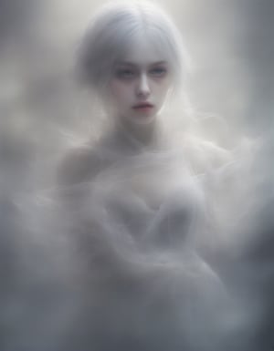 Beautiful ghost, close up, girl, midnight, pale face, big breast, 