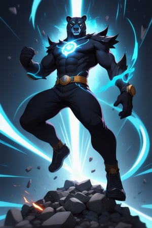 Masterpiece Quality, Telekinetic Force: PsiMover, with his North African heritage, stands amidst a swirl of levitating debris, his eyes focused with intense concentration. His costume, practical and reinforced, bears the symbol of an atom, the core of his telekinetic powers. The colors are a bold contrast of jet blacks and electric blues, highlighting the energy he commands.
