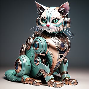 A mechanical robotic cat , perfect cat shape detailed, futuristic, realism, render, unreal engine, masterpiece, four legs, ,cyberpunk robot