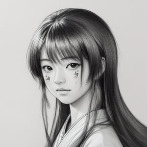 Coloring book, anime style. A portrait of a Japanese artist performing the ancient technique of sumi-e painting with Chinese ink. realistic sketch style, free lines, black and white, on paper, character sheet, sharp lines, anime, 8k